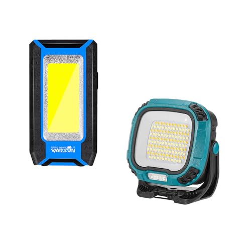 WARSUN LED Work Light Rechargeable, Magnetic COB Portable Worklights, 40w 1500 Lumens,Metal Hanging Hook 3 Lighting Modes, Job Site Lighting for Car Repairing,Camping,Hunting Repairing