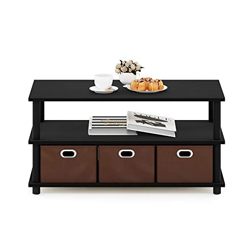 Image of FURINNO Turn-N-Tube Coffee Table, 31.22D x 15.5W x 15.8H in, Black Oak /Black /Brown