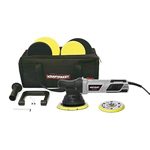 Dino KRAFTPAKET 640302 9 mm – 900 W excentrische polijstmachine, traploos in XXL-set met 125 mm, 150 mm steunschijf, polijstspons, polijstpad, tas voor auto, boot, grijs