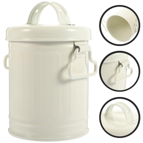 Image of KOMBIUDA Desktop Trash Can Desktop Wastebasket Counter Garbage Bin Trash Container Mini Dumpster Car Trash Can Bags Tabletop Iron Pencil Office Storage Barrel White