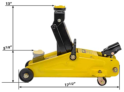 Jegs 2-Ton Hydraulic Car Floor Jack - 4,000 Lbs Lift Capacity, Lift Range: 5 ⅛” To 13” - Lightweight Hydraulic Floor Jack, 360 Degrees Saddle Rotation - Heavy Duty Steel Car Jack Hydraulic #TOP5