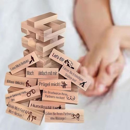 Blocs de jeu pour couple, jeu de tour de blocs super coquins, pour couples adultes, tour en bois empilable, jeux de blocs empilables, jeux de Saint-Valentin pour les amateurs de bourrage, conçus pour