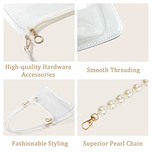 Sintra Clear Purse For Women, Clear Cute Hobo Tote Handbag Mini Clutch Bag With Pearl Chain Stadium Approved For Concerts, See Through Transparent Bag, Gift For Women #TOP3