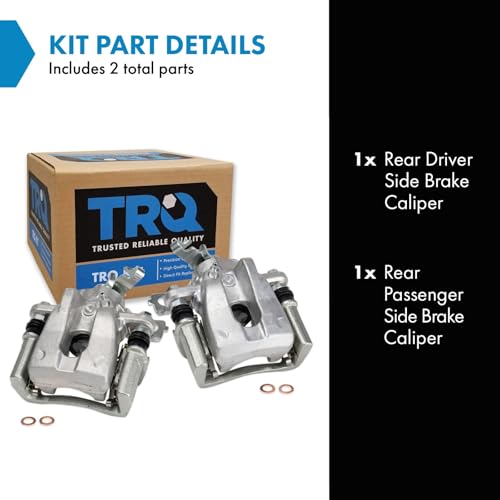 Image of TRQ Rear Brake Caliper Set Zinc Coated Hardware Compatible with 2009-2010 Pontiac Vibe 2009-2019 Toyota Corolla 2009-2013 Matrix