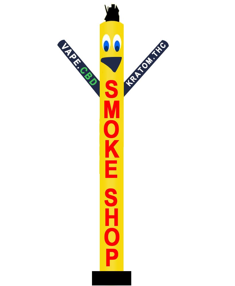 18ft Smoke Shops VAPE Air Inflatable Dancer – Eye-Catching Wacky Waving Tube Man Puppet for Outdoor Advertising to Boost Foot Traffic & Drive In-Store Sales – Comp. with 18" Dia Mount – Without Blower