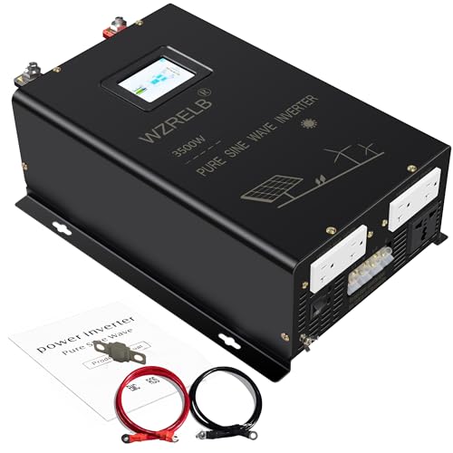 WZRELB 3500W Split Phase Pure Sine Wave Inverter, 48V DC to 120V/240V AC, 5 AC Outlets, Hardwire Terminal, High Efficiency up to 91.6%