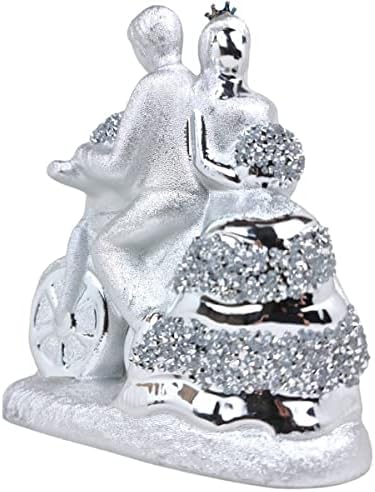 ProTech Crushed Diamond Angel Wings Ornament, Home Décor Figurine, Crystallized Heart with Feathers, Silver Sparkle Bling Ornament, Shelf Sitter, Stylish & Beautiful Showpiece, House Warming Gift