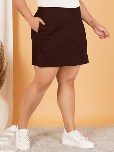 Image of Indietoga Womens's Plus Size Classic Stretchy All Time Trendy Knee Length Versatile Cotton Skorts /Shorts (2XL to 7XL)