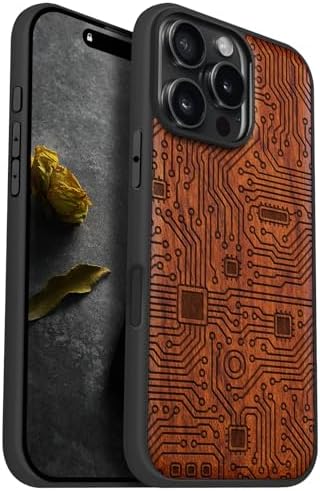 Carveit Wood Case for Google Pixel 10/10 Pro [Natural Wood & Soft TPU] Compatible MagSafe Shockproof Bumper Protective Pixel 10/10 Pro Magnetic Cover (Walnotenhout-Vikingkompas