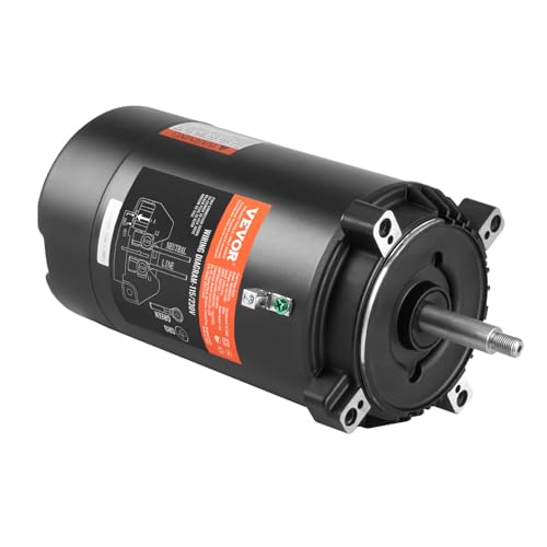 VEVOR Motore per Pompa per Piscina 0,75 HP 56J, 115 V (8 A)/230 V (4 A) 3450 Giri/min, Condensatore 80 µF/250 V, Motore Sostitutivo a Flangia Rotonda Rotante in Senso Antiorario per Piscine