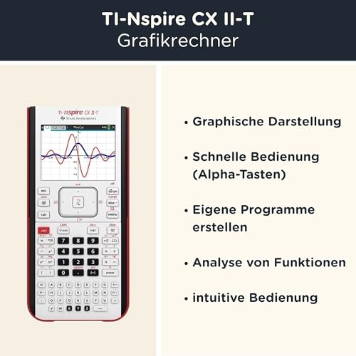 TI-Nspire CX II-T Grafikrechner inklusive Schutztasche von WYNGS in Schwarz - Basic Set