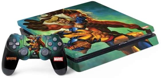 Skinit Decal Gaming Skin Compatible with PS4 Slim Bundle - Officially Licensed Marvel X-Men Wolverine Vs Sabretooth Design