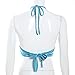 Women Halter Backless Camis Streetwear Club Patchwork Camisole Blue