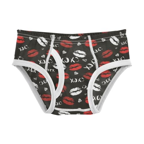 Boys' Exclusive Briefs Toddler Underwear 95% Combed Cotton Boxerbriefs 2T Lip - Print and Heart 27