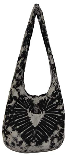 Image of TIE DYE Bohemian Hipster Hobo Boho Hippie Crossbody Bag Purse Black Tone 39 inch