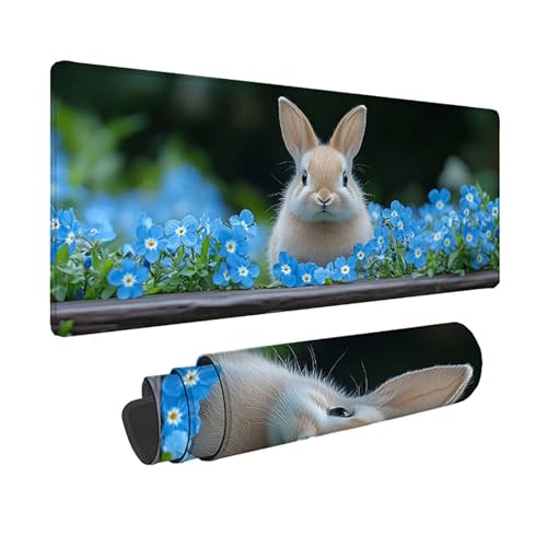 Tapis de souris grand format 150x80 cm bleu tapis souris lapin gamer pour PC