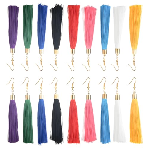 Dreuyet 9 Pairs Colorful Tassel Earrings Set for Women Fashion Handmade Bohemian Woven Thread Dangle Drop Boho Statement Fringe Earrings Birthday Christmas Gift (Classic Tassels)
