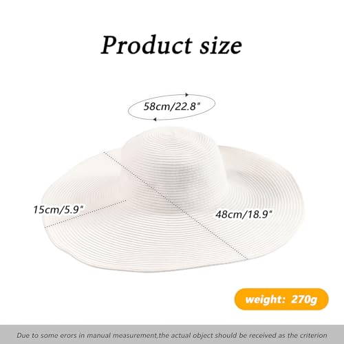 Sombrero de paja para mujer con ala ancha blanco miniatura 2