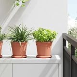 6 vasi per fiori in plastica a forma di mattone rosso cilindrico, Ø 17 x 14 cm, con fori di drenaggio