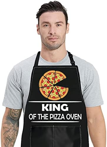 BWWKTOP Pizza Chef Apron Pizza Maker Apron Pizza Chef Gifts King Of The Pizza Oven Pizzeria Apron With Pocket For Chef Dad (King Of Oven)