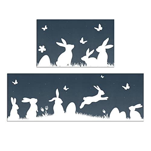 Holvdeng Easter Bunny Kitchen Mat Set Of 2 Non Slip Thick Kitchen Rugs And Mats For Floor Comfort Standing Mats For Kitchen, Sink, Office, 17"X47"+17"X28" #TOP22