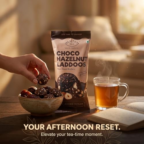 Image of Healthy Treat Premium Hazelnut Chocolate Laddoos | Sugar-Free Energy Balls | High Protein Dry Fruit Laddu | Natural & Gluten-Free | No Added Sugar | (Pack of 5-40gm each)
