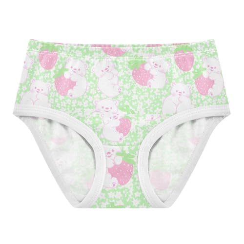 Joisal Cute Bears Strawberries Green Girl Panties Cute Girls Underwear Toddlers Cotton Florals Undies Kids Briefs 2t