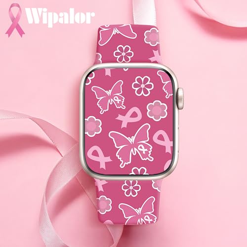 Image of wipalor Breast Cancer Watch Band for Apple Watch Bands for Women (42mm Series 11 /10) 41mm 40mm 38mm, Breast Cancer Awareness Pink Ribbon iWatch Bands for Apple Watch Series 11 10 SE 9 8 7 6 5 4 3 2 1