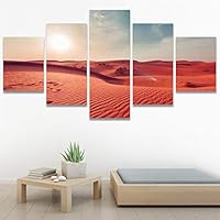 SIGNWIN 5 Panel Canvas Wall Art Modern Art Coastal Colorful Multicolor Photography Romantics Sunset for Home Decorations Ready to Hang - 60