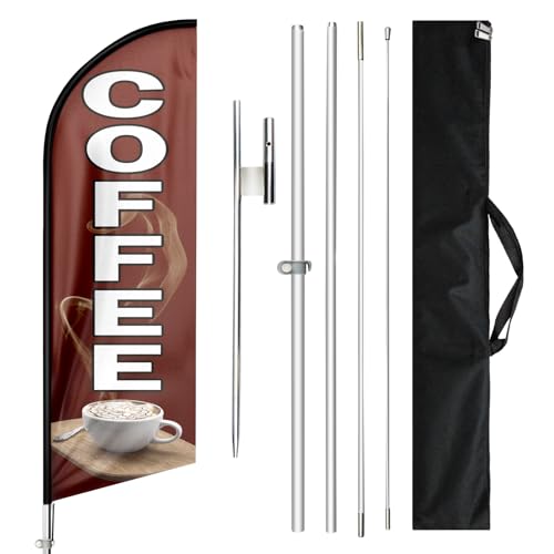 Panneaux de café drapeau expresso 3,4 m pour attirer les clients en terrasse le matin
