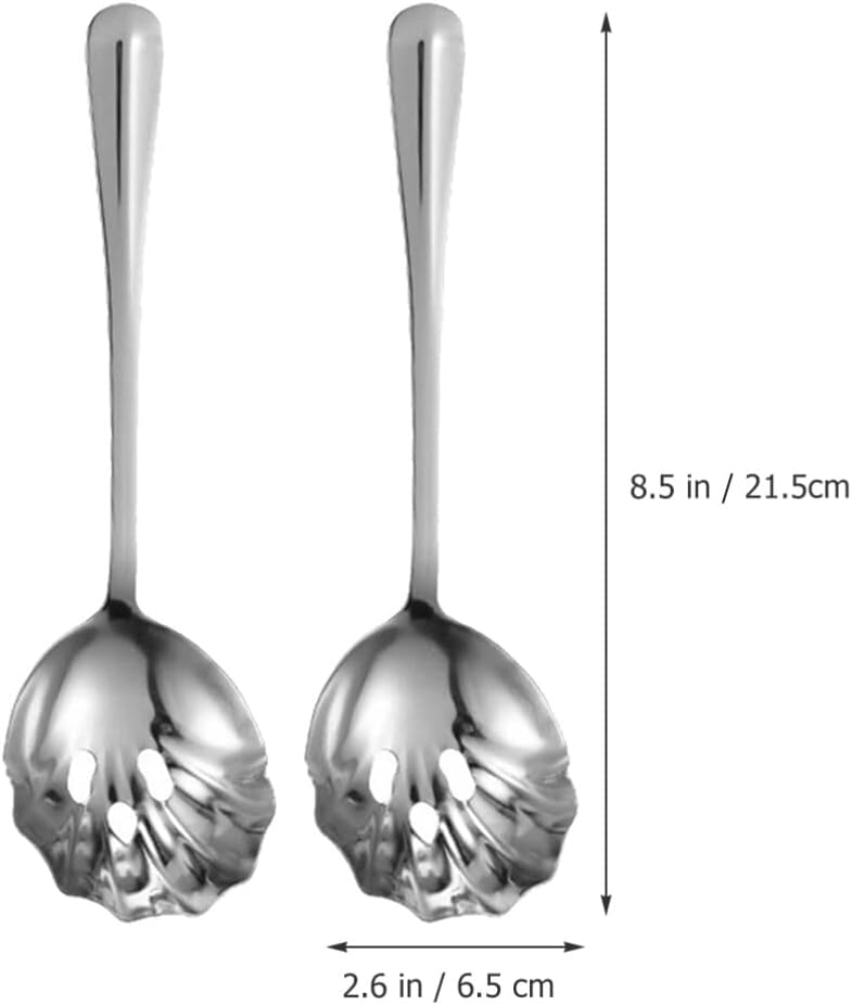 Shell Shape Slotted Spoons Metal Skimmer Scoop Stainless Steel Hot Pot Spoon Buffet Perforated Oil Sieve 2pcs