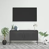 Modernes Design und robuste Konstruktion: Dieser anthrazitfarbene TV-Schrank aus Stahl verleiht Ihrem Wohnzimmer oder Spielzimmer einen zeitgemäßen Look und bietet durch seine langlebige Bauweise zuverlässigen Halt für Ihre Unterhaltungselektronik.