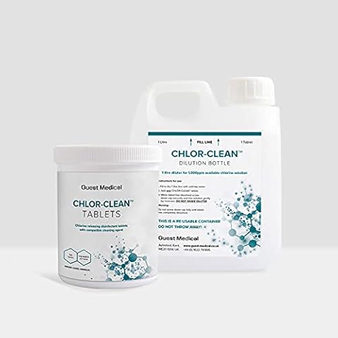 Guest Medical Chlor-Clean Disinfection Tablets, Diluter and Instruction Poster Cover
