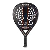 Akkeron Kovra - Pala de Padel - Modelo Diavolo 25 - Carbono 100% - Power Blast EVA - Forma Lágrima - Barniz Gomoso - Cuerda Seguridad Ajustable - Control/Potencia - 355/370g (Fibra de Carbono)