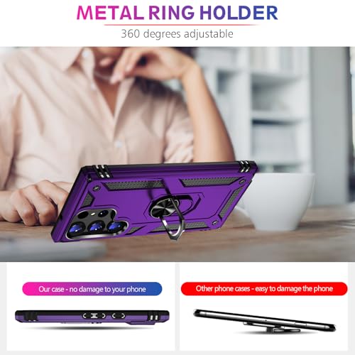 Image of for Samsung Galaxy S26 Ultra Case with Screen Protector, Heavy Duty Military Grade Shockproof Rugged Protective Cover for Samsung S26 Ultra Phone Case with Metal Ring Magnetic Kickstand (Purple)