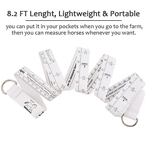 Horse Height & Weight Measuring Tape - Farm Husbandry Animal Equestrian Linear Measurement Tools, 8.2 Ft Long