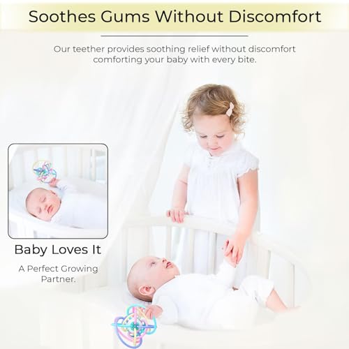 Image of StarAndDaisy Soft Baby Teether and Teeth Rattle Ball Toys for Infants & Toddlers (Mesh-Multicolor)