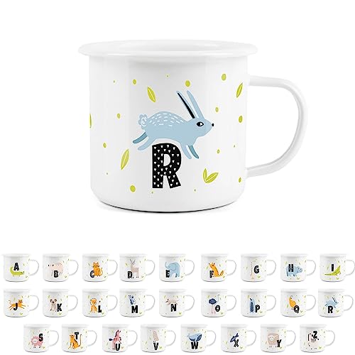Animal Letter R Mug -White Initial Personalised Alphabet Novelty Durable Hot Drinks Outdoor Cup for Travel Picnics Home Hiking