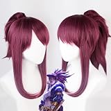 GFDSCOWJA LOL Kda. Akali Cosplay Wig Heat Resistant Synthetic Wigs for Halloween Christmas Costume Party Role Play+Wig Cap