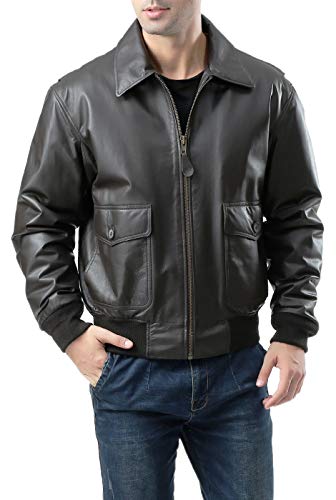 Landing Leathers Men's Air Force G-2 Leather Flight Bomber Jacket Brown Large