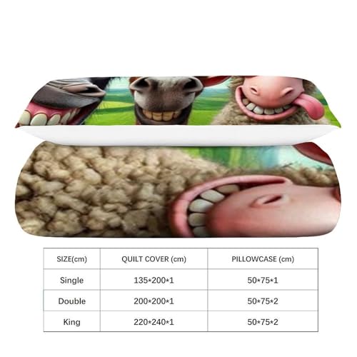 Housse de couette single 135x200cm microfibre imprimé animaux 3D - 4