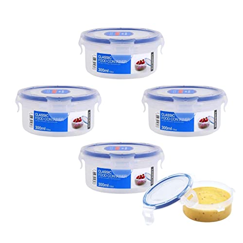 Kit Jogo 4 potes hermético tampa travas redondo porta papinha bebê sem BPA Lock&Lock 300mL