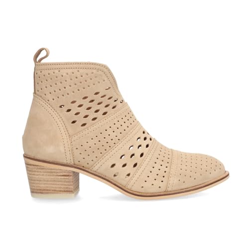 Botín Casual de Ante, con tacón - 53911108 para: Mujer Color: Arena Talla: 38