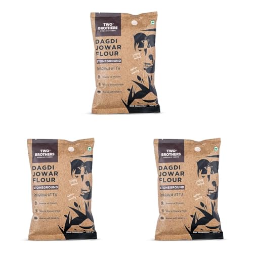 Image of Two Brothers Organic Farms - Jowar Atta (500g) | Vitamins & Minerals Rich Cereal | Stoneground Sorghum Flour | Desi Dagdi Variety | Gluten Free Flour | Use It To Make Bhakris, Porridges and Soups