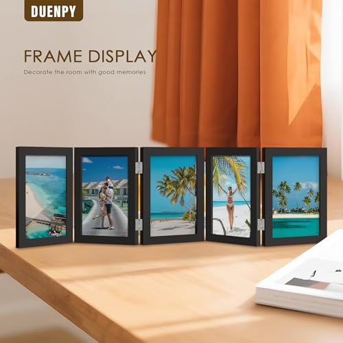 Image of DUENPY 5 Folding 4x6 Accordion Wood Frame Plexiglass Black