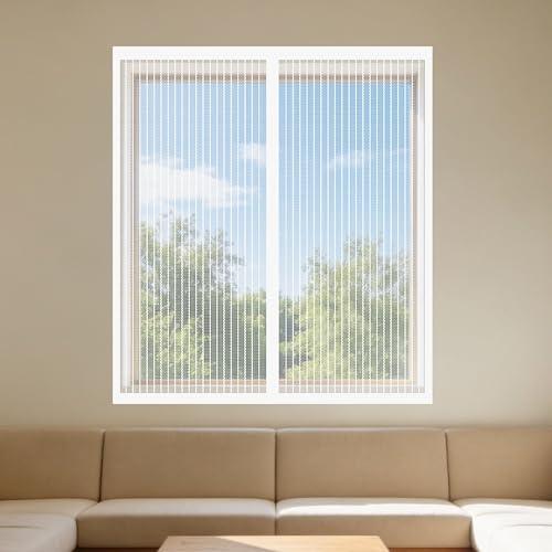 Mosquiteras para Ventanas Magneticas 60 x 80 cm sin Taladrar Ni Atornillar Mosquitera sin Taladrar Fácil de Limpiar para Ventana de Bricolaje para Caseras Oficina, Blanco