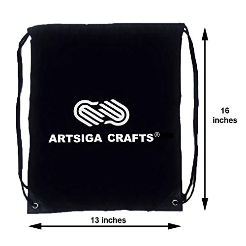 Addi Click Turbo Basic 5-Inch Interchangeable Circular Knitting Needle Set Sizes Us 4, 5, 6, 7, 8, 9, 10, 11, 13 And 15 With 3 Blue Cords, Black Canvas Case Bundled With 1 Artsiga Crafts Project Bag #TOP5