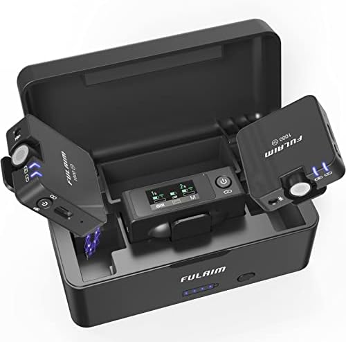 FULAIM 1000 Pro Micrófono Solapa Inalámbrico con Caja de Carga, 2...