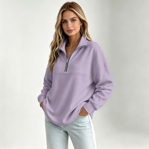 Quarter Zip Sweatshirt Women Casual Fleece Lined Sweatshirt Sweat Shirts - image 4