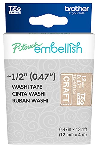 Image of Brother P-touch Embellish White Print on Craft Washi Tape TZeMT3505 - ~ inch Wide x 13.1' Long for use with P-touch Embellish Ribbon & Tape Printer